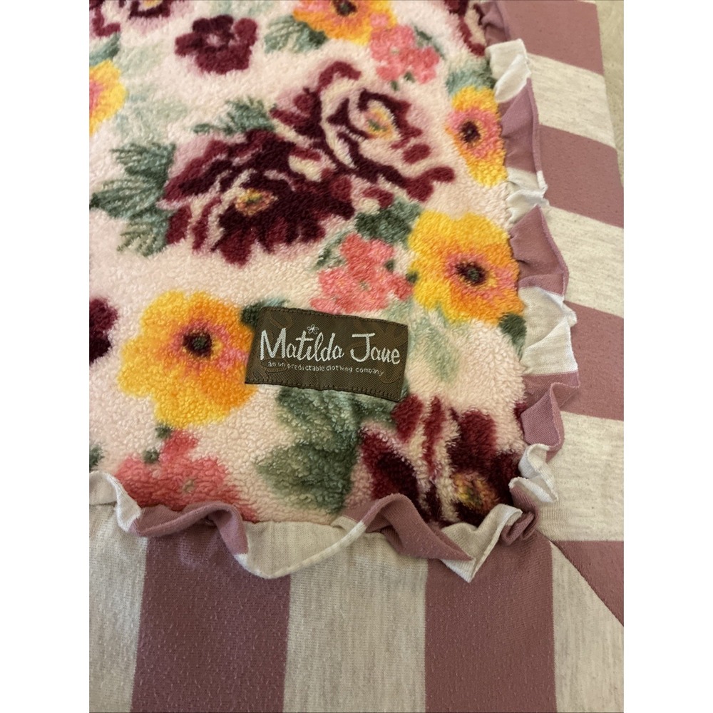 Matilda Jane Once Upon A Time Super Soft Plush Blanket Floral Ruffle 60" x 60"